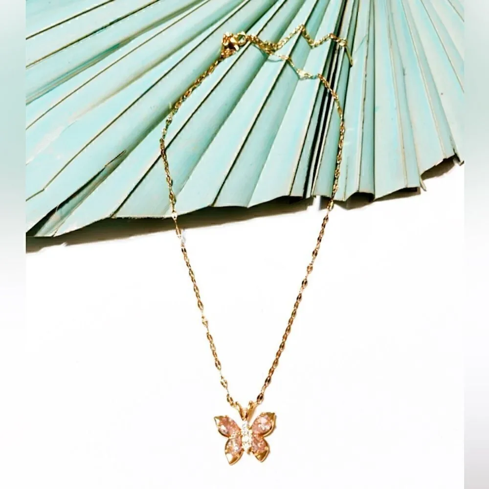 Diamond butterfly  necklace  S222